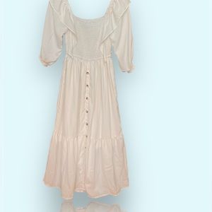 Margaux Riviera Long Flowy Off-White Dress, Perfect for Summer, Stretch